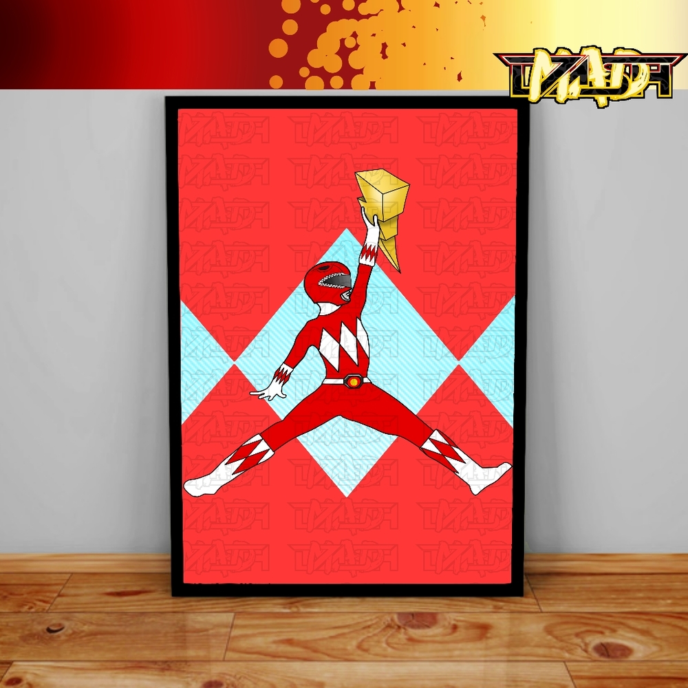 Custom Nike Air Jordan Power Rangers Poster Red Ranger Wall Decor Print Poster